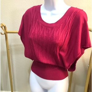 Bebe lipstick pink short sleeve sweater top!
